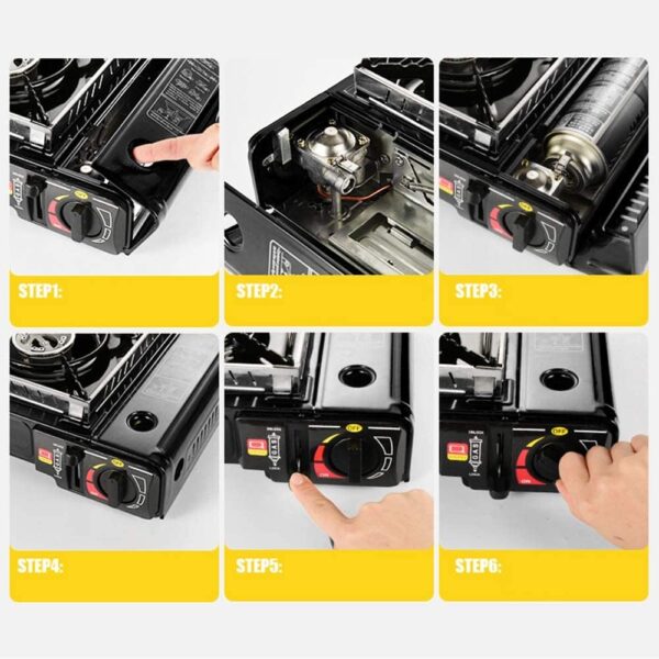 Portable Camping Gas Stove Cooking Gas burner with Carrying Case for Outdoor Camping Hiking Trekking - (Pack of 1, Black, 34 x 26 x 7.5 cm) - Image 4