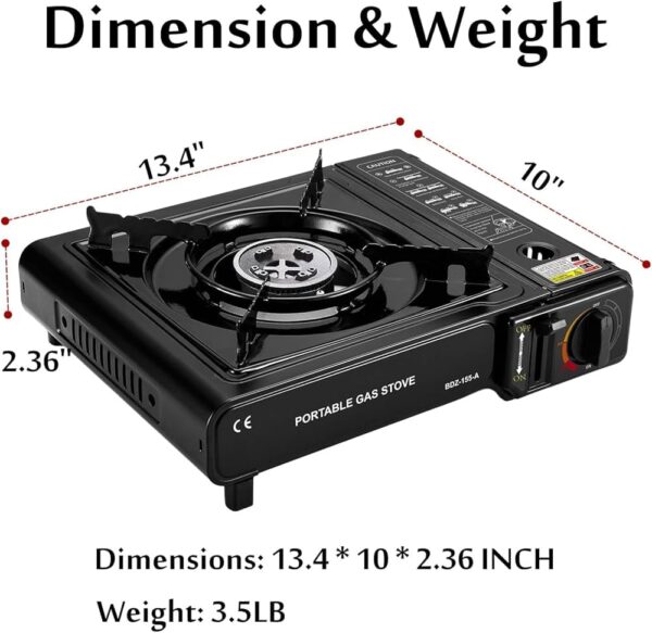 Portable Camping Gas Stove Cooking Gas burner with Carrying Case for Outdoor Camping Hiking Trekking - (Pack of 1, Black, 34 x 26 x 7.5 cm) - Image 7