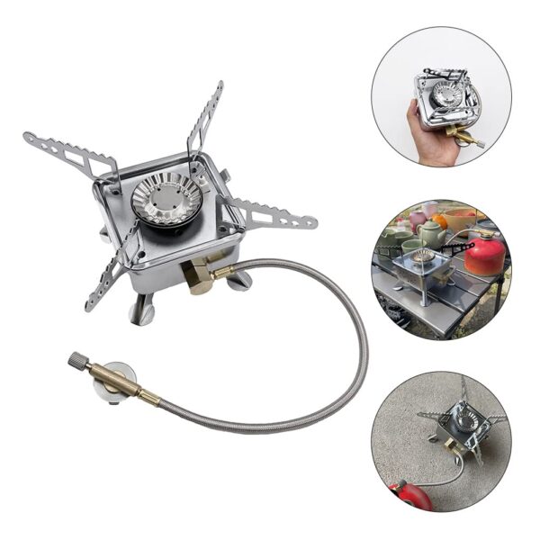 Stainless Steel Portable Camping Stove Outdoor Stove Portable Camping Gas Stove Camping Cooker Burner - Image 2