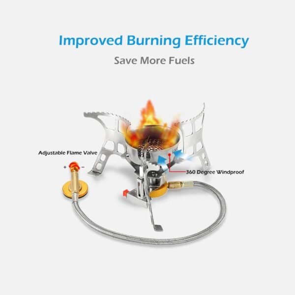 Backpacking Stove with Propane & Butane Adapter, Portable Camping Gas Stove, Mini Camp Stove with Piezo Ignition & Carry Bag for Outdoor Cooking Picnic Camping Hiking - Image 6