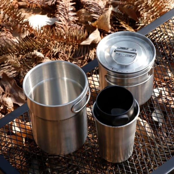 2Pcs Foldable Camping Cups and Mugs Pot 304-Food-Grade Stainless Steel Outdoor-cookware-Set with Vented lid - Image 7