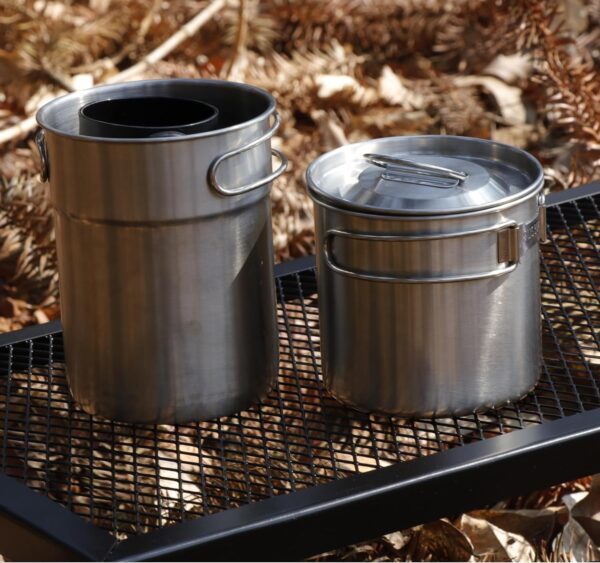 2Pcs Foldable Camping Cups and Mugs Pot 304-Food-Grade Stainless Steel Outdoor-cookware-Set with Vented lid - Image 8