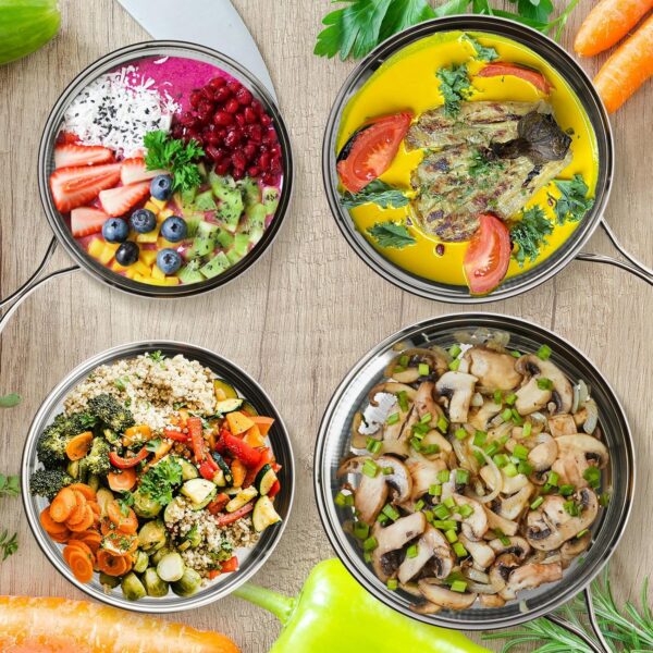 18/8 Stainless Steel Camping Cook Pot Set of 4 pcs, Camping Messware Kit - Image 6