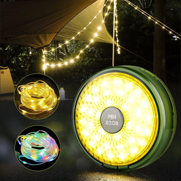 Camp String Lights,Outdoor Waterproof Stowable String Light, Portable String Lights, Retractable LED Tent Camping Fairy Lights, LED String Lights for Hiking Garden Party
