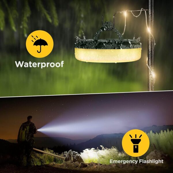 Camping String Lights, 4 in 1 Quick Storage 32.8FT Rechargeable Tent Lights String with 8 Lighting Modes, Hanging Waterproof Portable LED Lamp for Outdoor Patio Awning Garden Party Essentials - Image 5