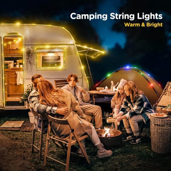 Camping String Lights, 4 in 1 Quick Storage 32.8FT Rechargeable Tent Lights String with 8 Lighting Modes, Hanging Waterproof Portable LED Lamp for Outdoor Patio Awning Garden Party Essentials - Image 8